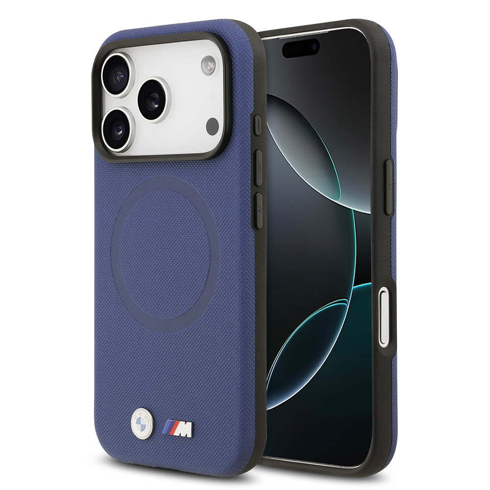 Apple iPhone 17 Pro Uyumlu Kılıf BMW Orjinal Lisanslı M-safe Şarj Özellikli Metal Logolu Delikli M Dizayn Deri Kapak