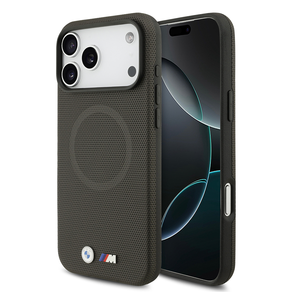 Apple iPhone 17 Pro Max Uyumlu Kılıf BMW Orjinal Lisanslı M-safe Şarj Özellikli Metal Logolu Delikli M Dizayn Deri Kapak