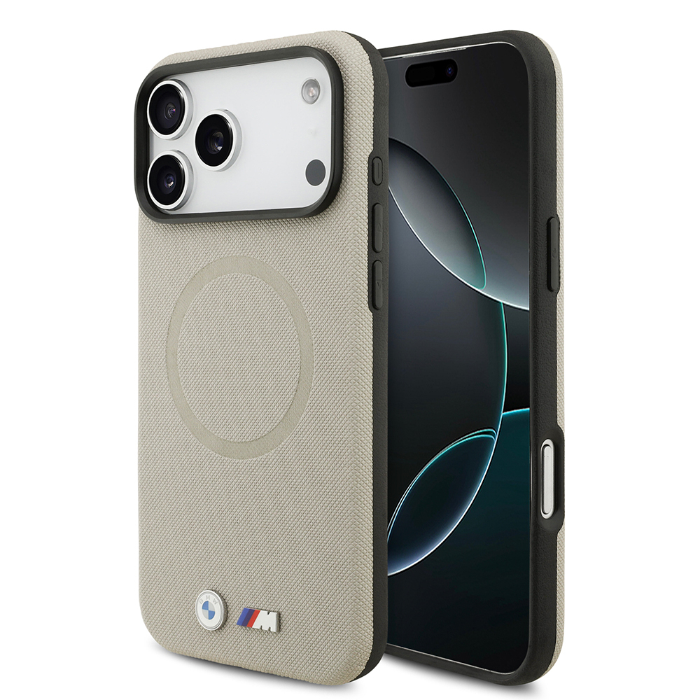 Apple iPhone 17 Pro Max Uyumlu Kılıf BMW Orjinal Lisanslı M-safe Şarj Özellikli Metal Logolu Delikli M Dizayn Deri Kapak