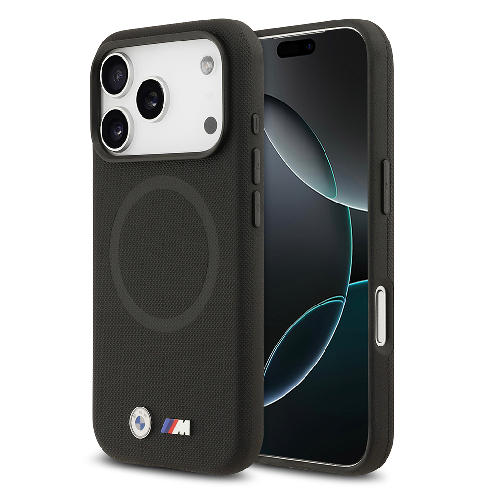 Apple iPhone 17 Pro Max Uyumlu Kılıf BMW Orjinal Lisanslı M-safe Şarj Özellikli Metal Logolu Delikli M Dizayn Deri Kapak