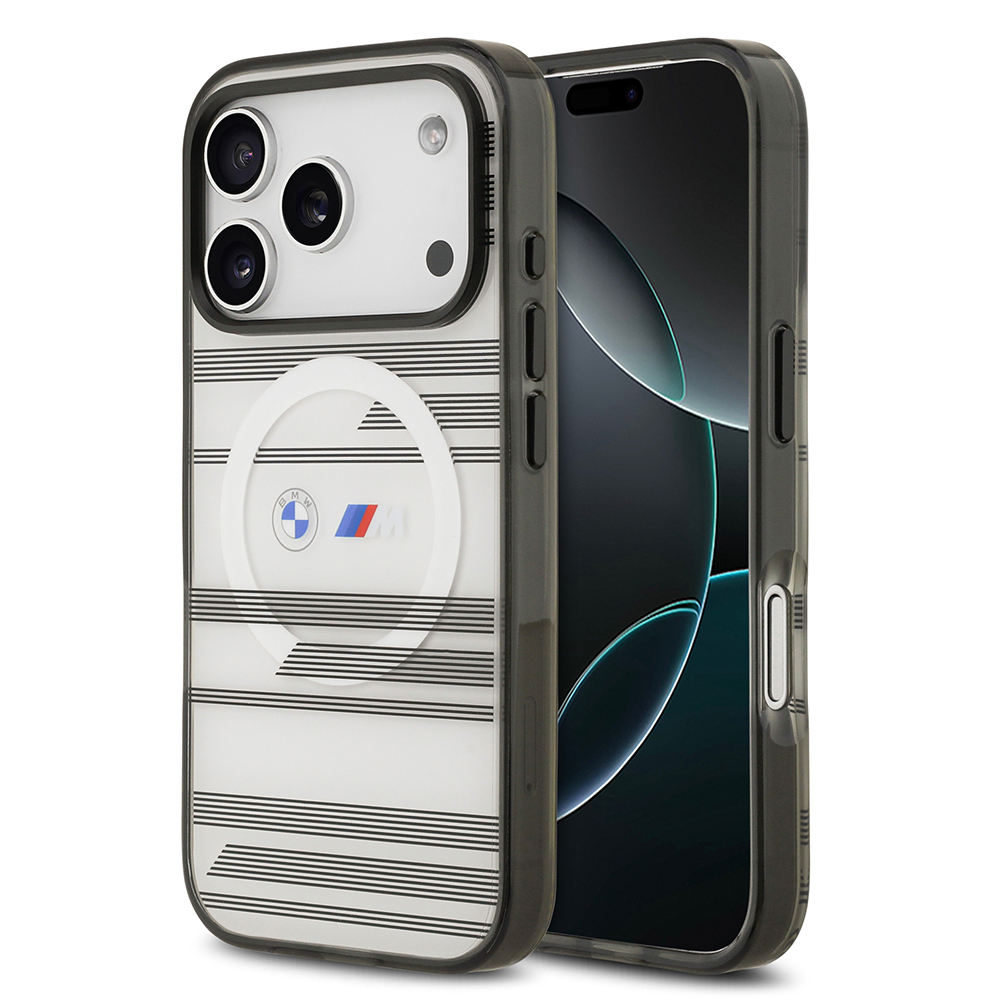 Apple iPhone 17 Pro Uyumlu Kılıf BMW Orjinal Lisanslı M-safe Şarj Özellikli Metal Kamera Butonlu Yatay Şeritli M Dizayn Kapak