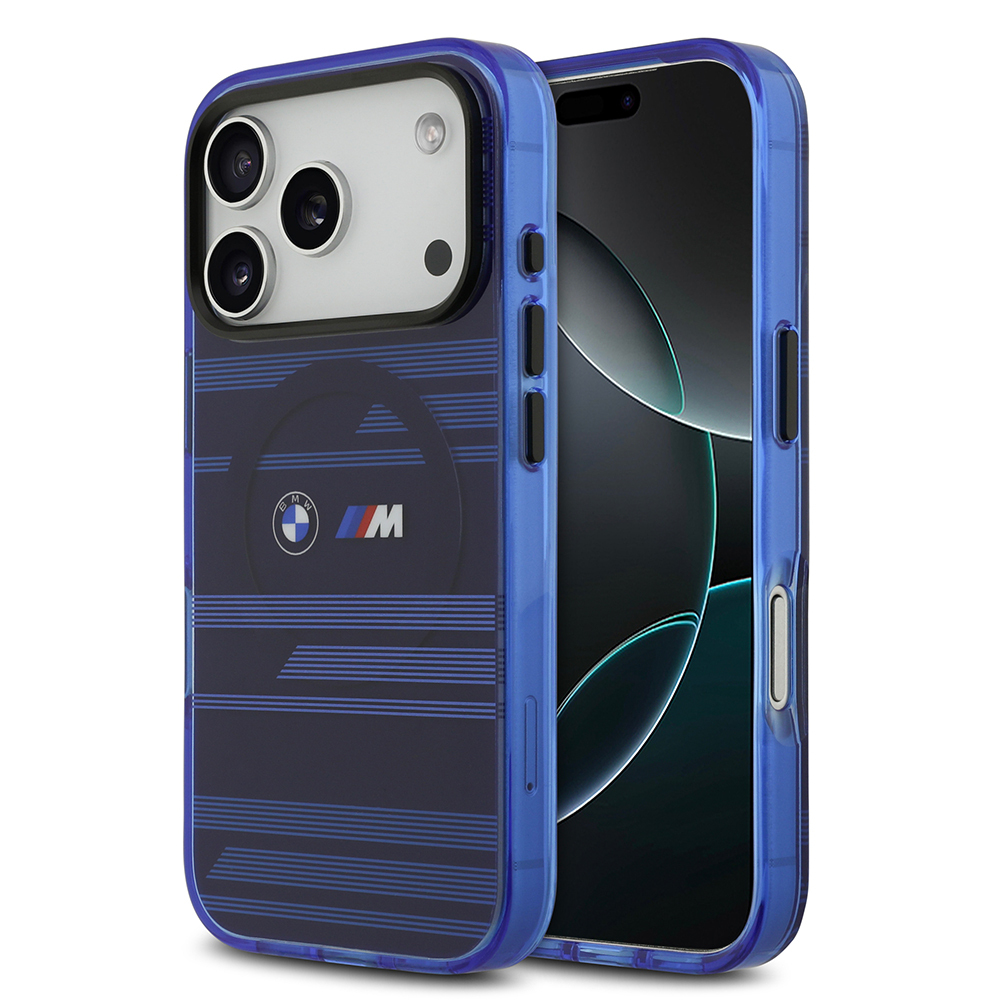 Apple iPhone 17 Pro Uyumlu Kılıf BMW Orjinal Lisanslı M-safe Şarj Özellikli Metal Kamera Butonlu Yatay Şeritli M Dizayn Kapak
