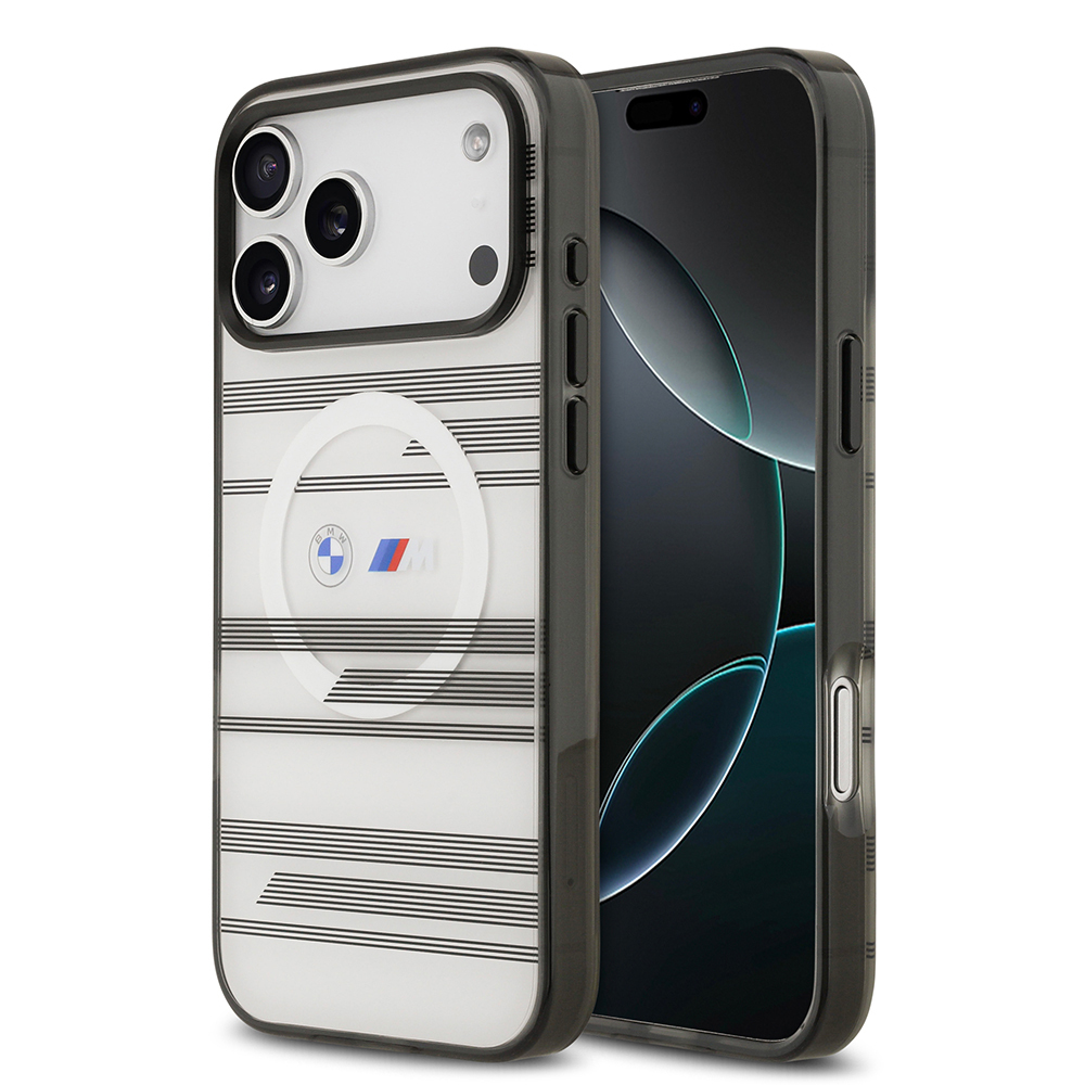 Apple iPhone 17 Pro Max Uyumlu Kılıf BMW Orjinal Lisanslı M-safe Şarj Özellikli Metal Kamera Butonlu Yatay Şeritli M Dizayn Kapak