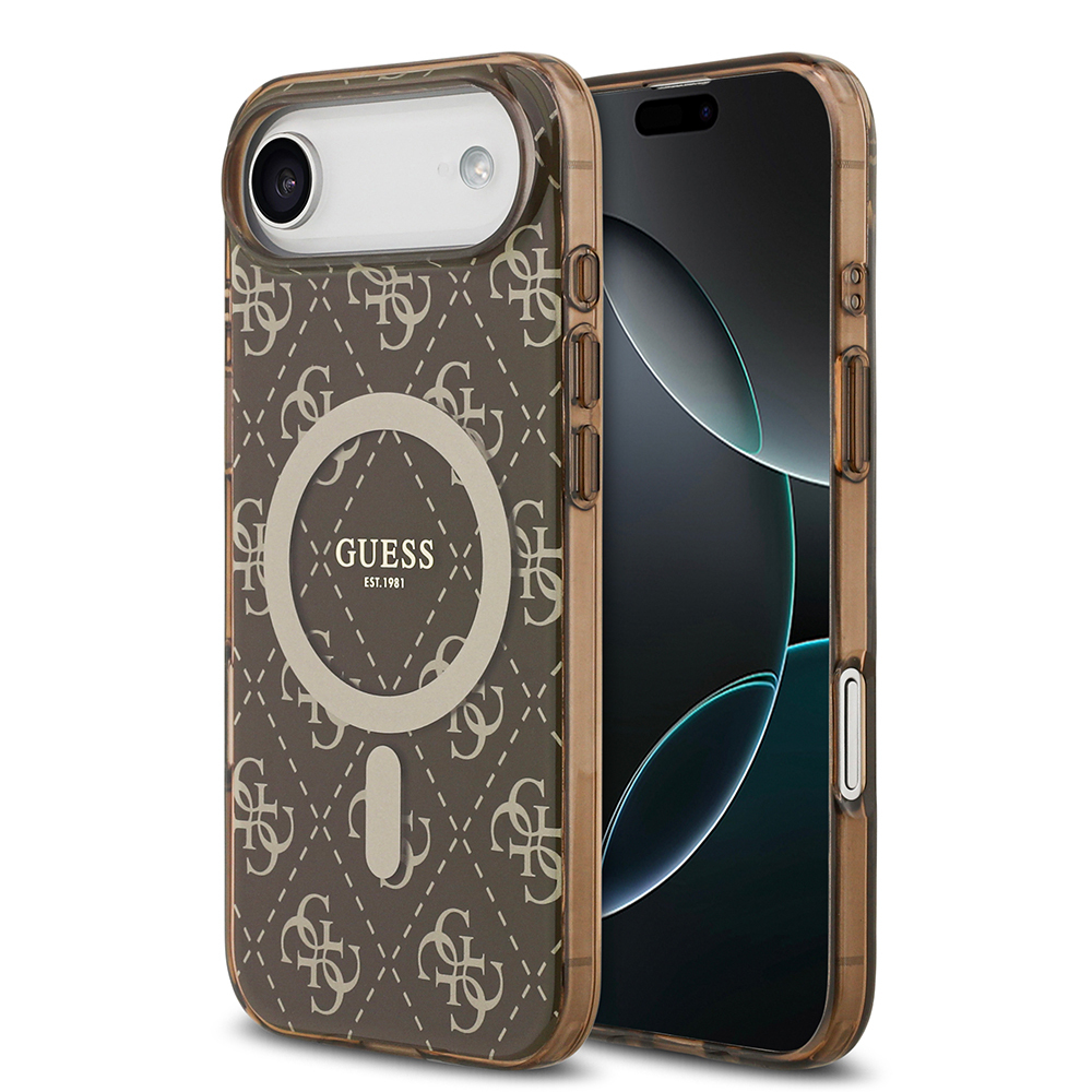 Apple iPhone 17 Air Uyumlu Kılıf Guess Orjinal Lisanslı M-safe Şarj Özellikli IML Baskılı Klasik Logolu 4G Desenli Kapak