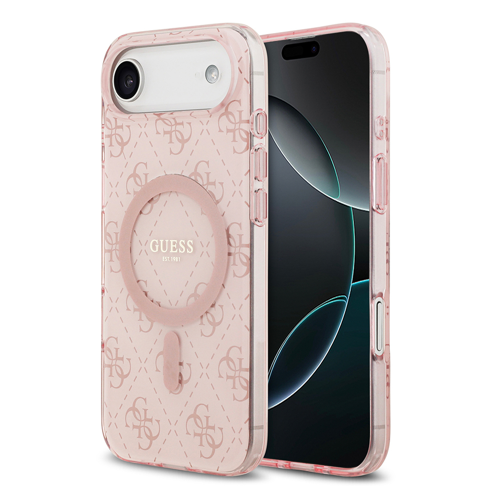 Apple iPhone 17 Air Uyumlu Kılıf Guess Orjinal Lisanslı M-safe Şarj Özellikli IML Baskılı Klasik Logolu 4G Desenli Kapak