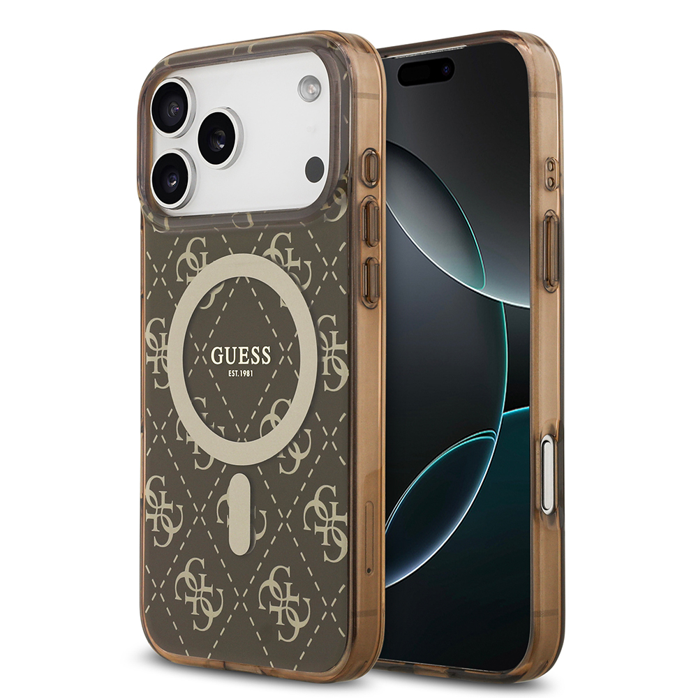 Apple iPhone 17 Pro Max Uyumlu Kılıf Guess Orjinal Lisanslı M-safe Şarj Özellikli IML Baskılı Klasik Logolu 4G Desenli Kapak