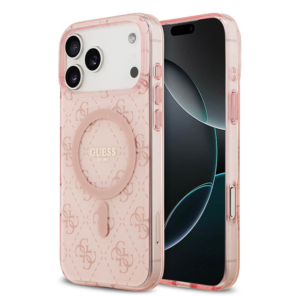 Apple iPhone 17 Pro Max Uyumlu Kılıf Guess Orjinal Lisanslı M-safe Şarj Özellikli IML Baskılı Klasik Logolu 4G Desenli Kapak
