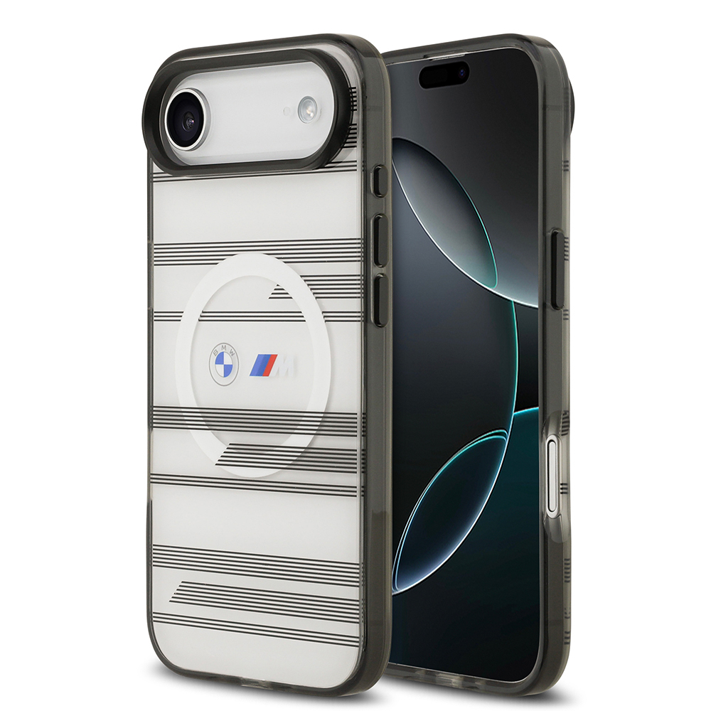 Apple iPhone 17 Air Uyumlu Kılıf BMW Orjinal Lisanslı M-safe Şarj Özellikli Metal Kamera Butonlu Yatay Şeritli M Dizayn Kapak