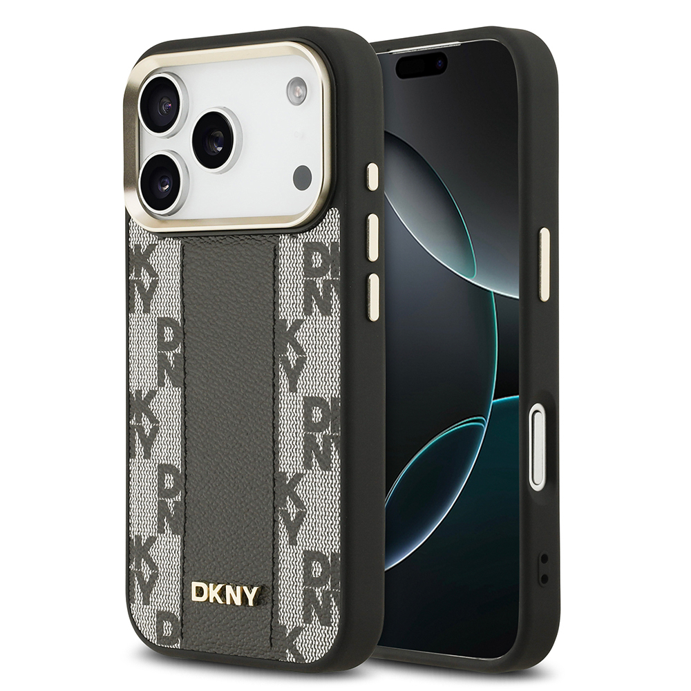 Apple iPhone 17 Pro Uyumlu Kılıf DKNY Orjinal Lisanslı M-safe Şarj Özellikli 3D Yazılı Checkered Pattern Kapak