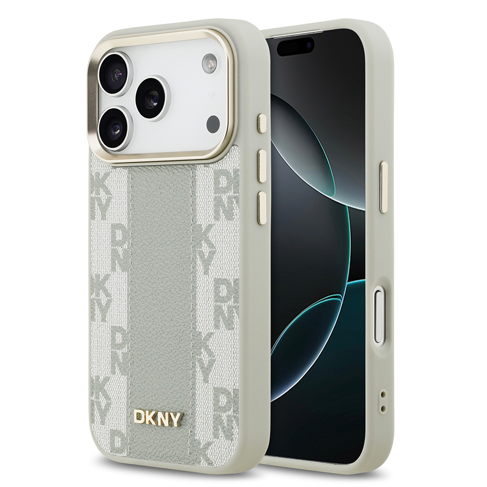 Apple iPhone 17 Pro Uyumlu Kılıf DKNY Orjinal Lisanslı M-safe Şarj Özellikli 3D Yazılı Checkered Pattern Kapak