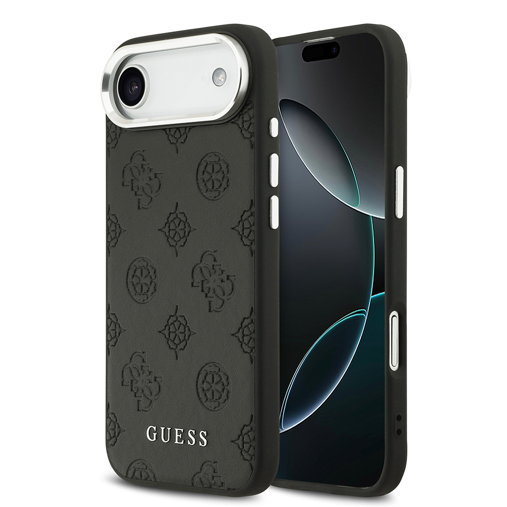 [RNZ-TA126800] Apple iPhone 17 Air Uyumlu Kılıf Guess Orjinal Lisanslı M-safe Şarj Özellikli Sıcak Baskılı Klasik Yazı Logolu PU Deri Peony Kapak
