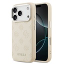 Apple iPhone 17 Pro Uyumlu Kılıf Guess Orjinal Lisanslı M-safe Şarj Özellikli Sıcak Baskılı Klasik Yazı Logolu PU Deri Peony Kapak