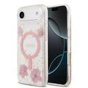 Apple iPhone 17 Air Uyumlu Kılıf Guess Orjinal Lisanslı M-safe Şarj Özellikli Transparan Resin Flowers Kapak
