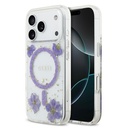 Apple iPhone 17 Pro Uyumlu Kılıf Guess Orjinal Lisanslı M-safe Şarj Özellikli Transparan Resin Flowers Kapak