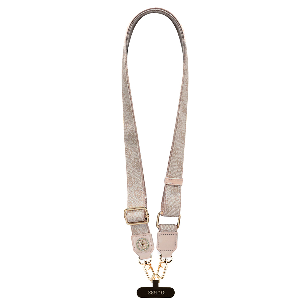 Guess Orjinal Lisanslı Taşlı 4G Metal Logolu Çapraz Vücut Telefon Askı Kayışı 150cm