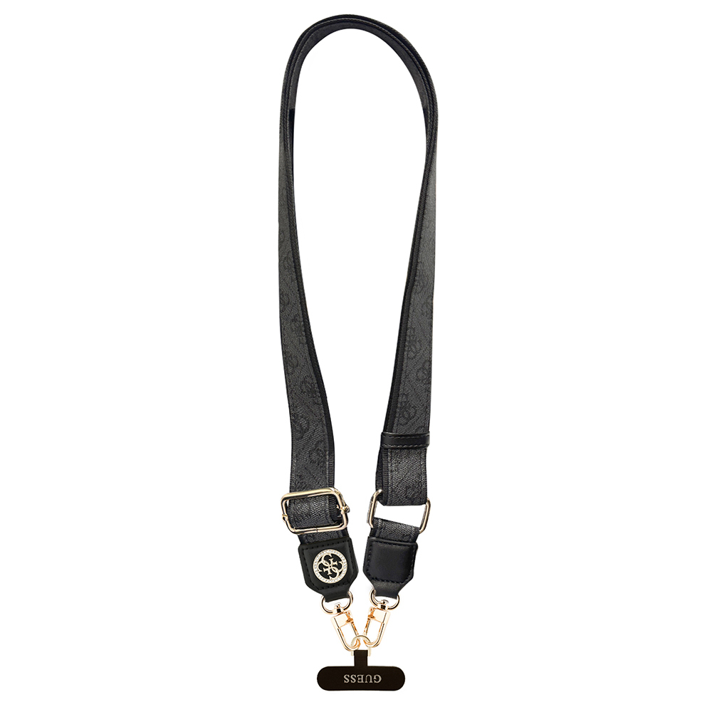 Guess Orjinal Lisanslı Taşlı 4G Metal Logolu Çapraz Vücut Telefon Askı Kayışı 150cm