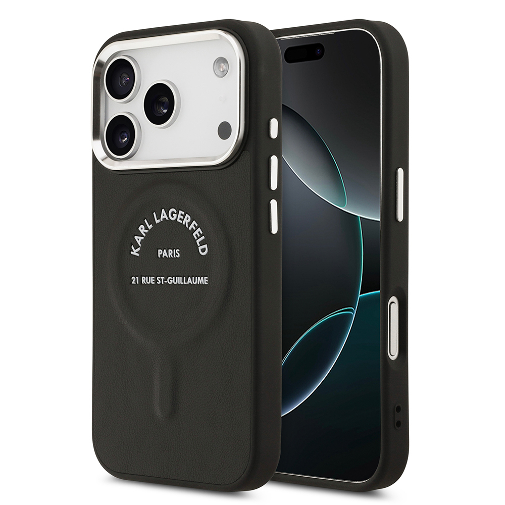 Apple iPhone 17 Pro Max Uyumlu Kılıf Karl Lagerfeld Orjinal Lisanslı M-safe Şarj Özellikli Metal Kamera ve Buton Tasarımlı Paris RSG PU Deri Kapak