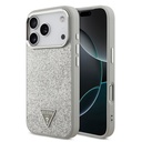Apple iPhone 17 Pro Uyumlu Kılıf Guess Orjinal Lisanslı M-safe Şarj Özellikli Metal Kamera Çerçeveli Üçgen Logolu Glitter Kapak