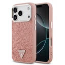 Apple iPhone 17 Pro Uyumlu Kılıf Guess Orjinal Lisanslı M-safe Şarj Özellikli Metal Kamera Çerçeveli Üçgen Logolu Glitter Kapak