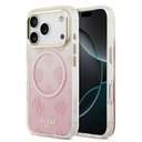 Apple iPhone 17 Pro Max Uyumlu Kılıf Guess Orjinal Lisanslı M-safe Şarj Özellikli Simli Peony Desenli Silikon Kapak
