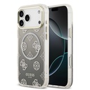 Apple iPhone 17 Pro Max Uyumlu Kılıf Guess Orjinal Lisanslı M-safe Şarj Özellikli Simli Peony Desenli Silikon Kapak