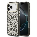 Apple iPhone 17 Pro Max Uyumlu Kılıf Guess Orjinal Lisanslı M-safe Şarj Özellikli Üçgen Logolu Simli Leopar Desenli Kapak