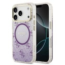 Apple iPhone 17 Pro Uyumlu Kılıf Guess Orjinal Lisanslı M-safe Şarj Özellikli 4G Desenli Simli Silikon Kapak