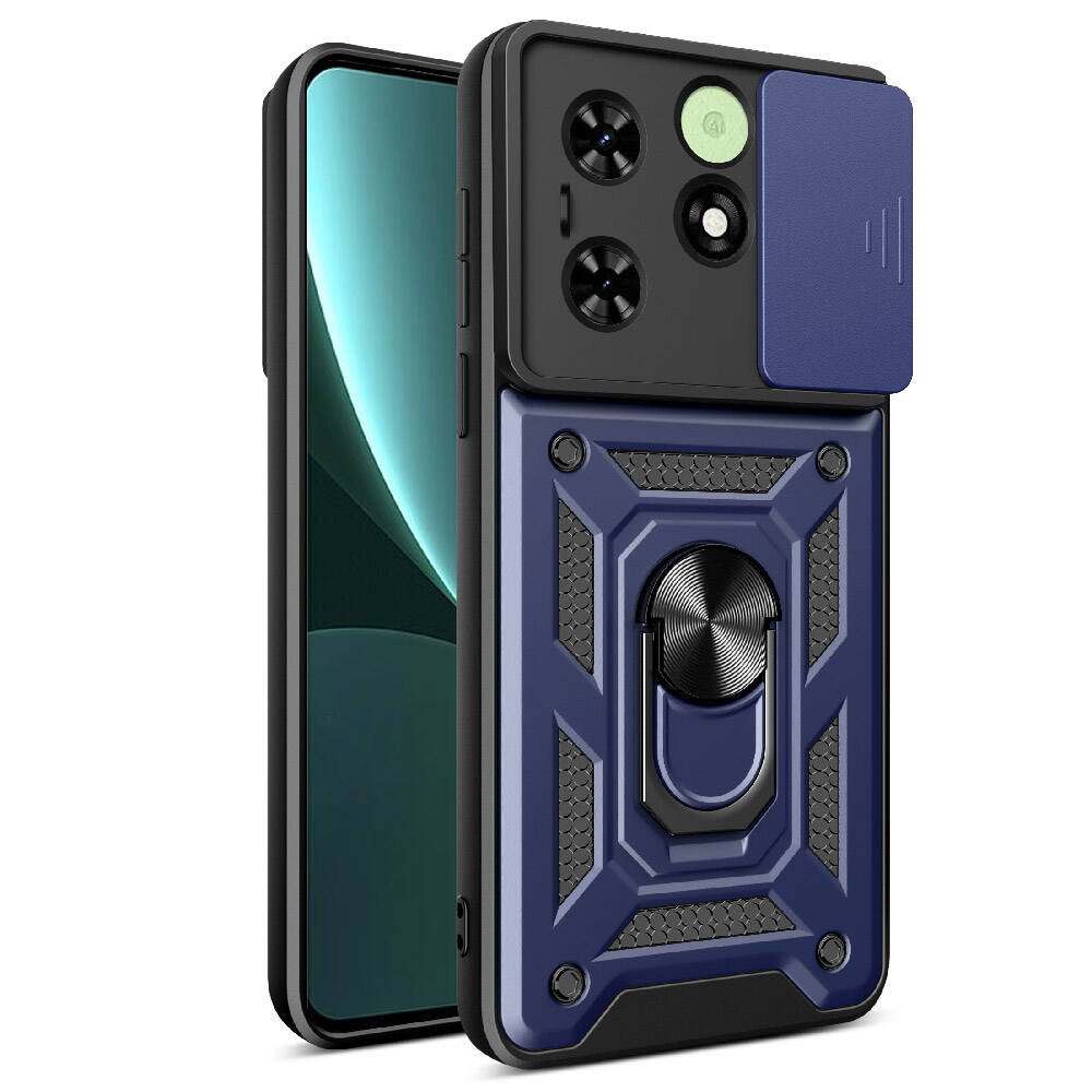 Tecno Spark Go 2024 Uyumlu Kılıf Magnetik Standlı Kamera Korumalı Zore Sürgülü Vega Kapak