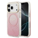 Apple iPhone 17 Pro Uyumlu Kılıf Guess Orjinal Lisanslı M-safe Şarj Özellikli 4G Desenli Simli Silikon Kapak