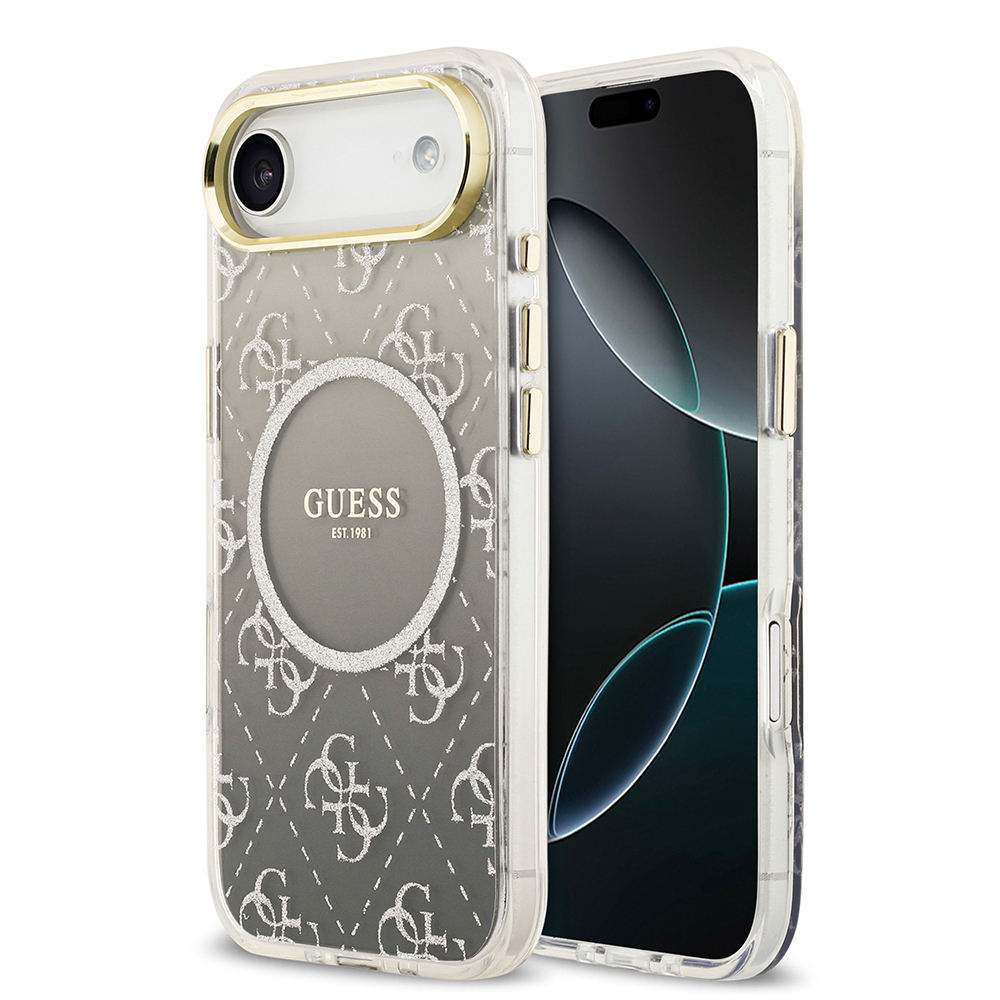 Apple iPhone 17 Air Uyumlu Kılıf Guess Orjinal Lisanslı M-safe Şarj Özellikli 4G Desenli Simli Silikon Kapak