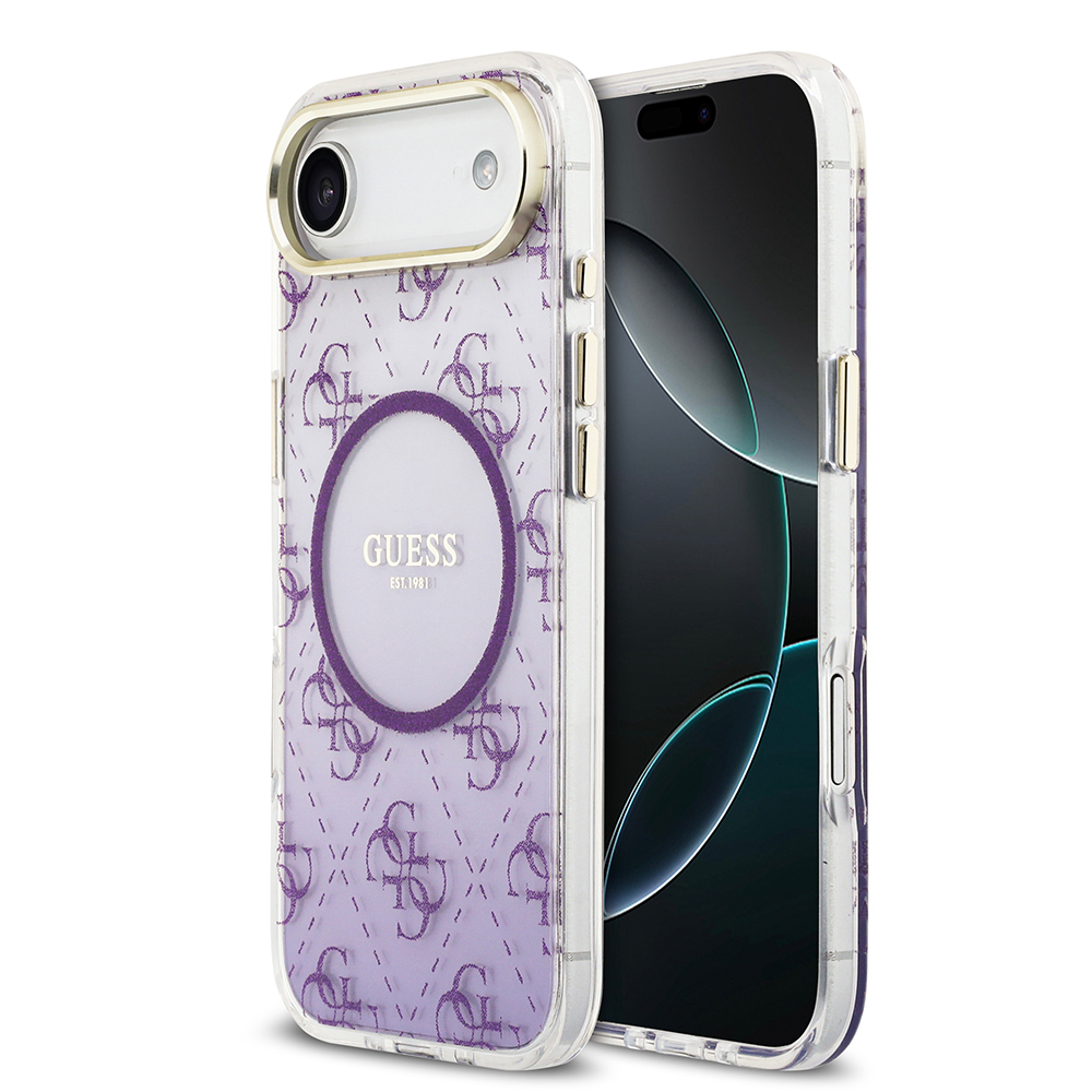 Apple iPhone 17 Air Uyumlu Kılıf Guess Orjinal Lisanslı M-safe Şarj Özellikli 4G Desenli Simli Silikon Kapak
