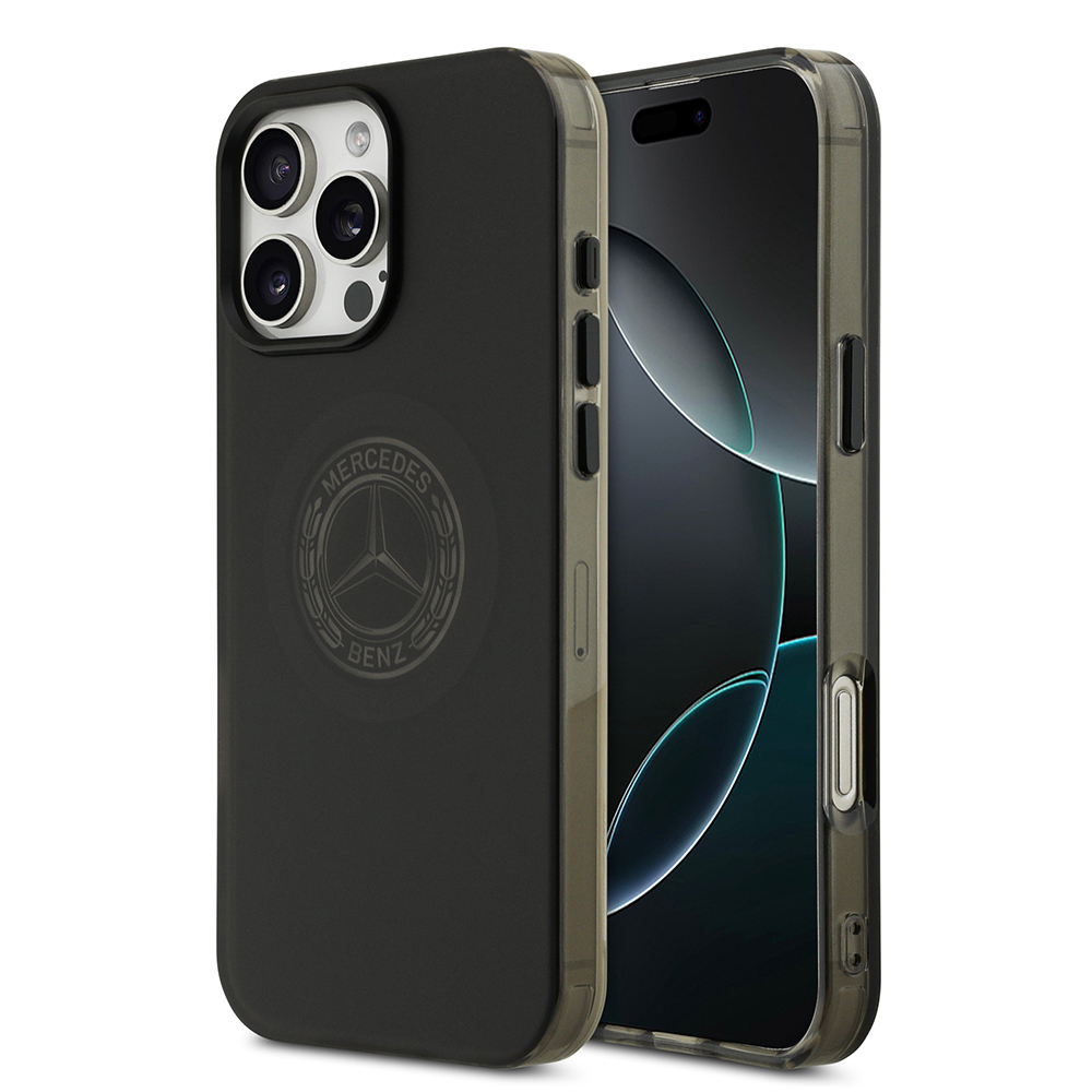 Apple iPhone 16 Pro Max Uyumlu Kılıf Mercedes Benz Orjinal Lisanslı M-safe Şarj Özellikli Buzlu PC Nostaljik Yıldız Dizayn Kapak