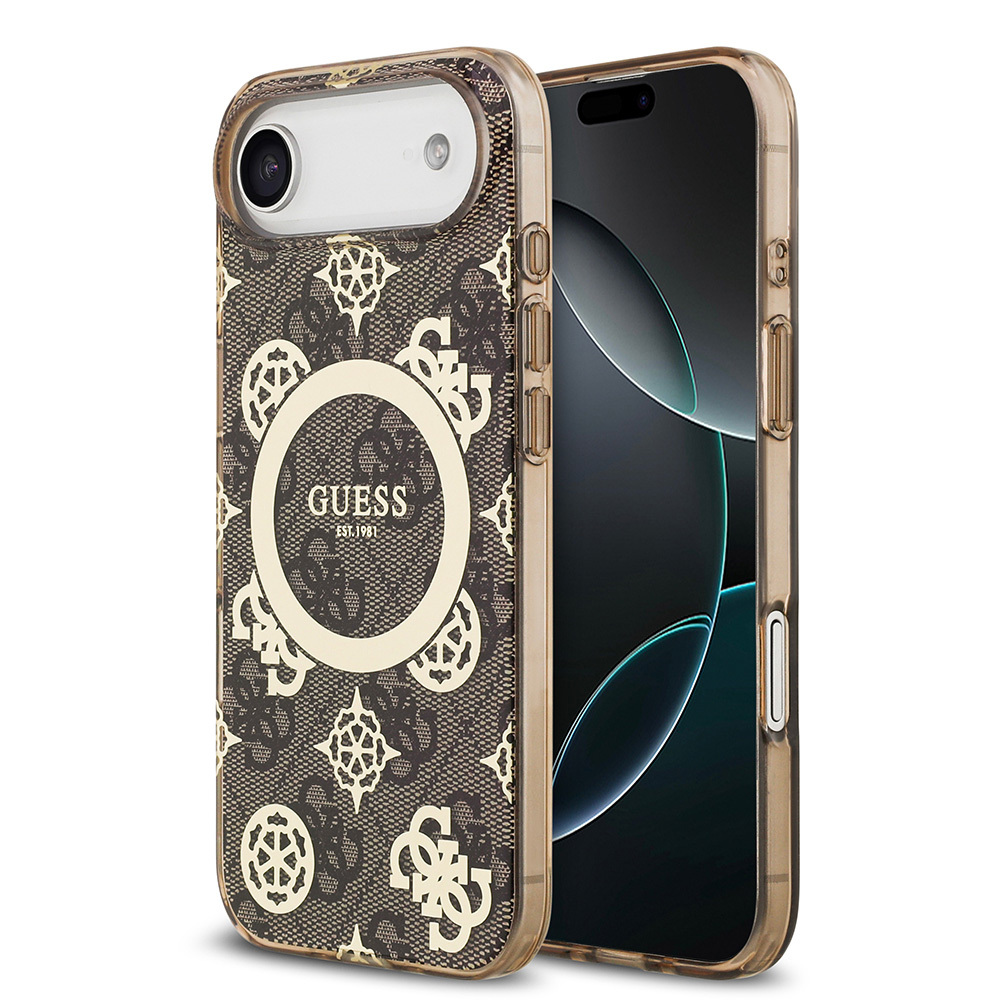 Apple iPhone 17 Air Uyumlu Kılıf Guess Orjinal Lisanslı M-safe Şarj Özellikli IML Peony ve 4G Desenli Klasik Logolu Kapak