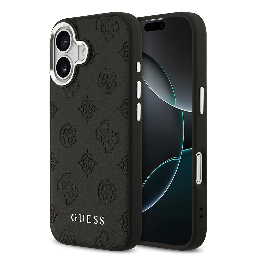 Apple iPhone 17 Uyumlu Kılıf Guess Orjinal Lisanslı M-safe Şarj Özellikli Sıcak Baskılı Klasik Yazı Logolu PU Deri Peony Kapak