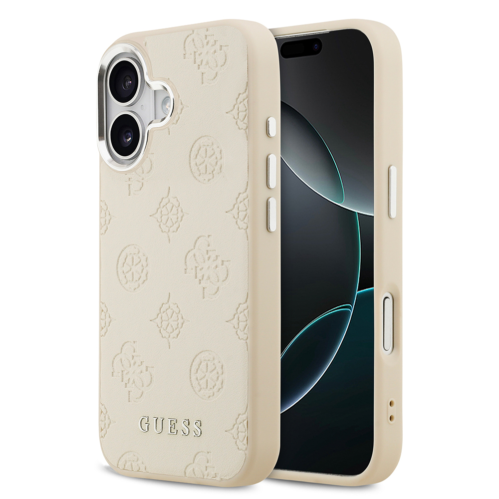 Apple iPhone 17 Uyumlu Kılıf Guess Orjinal Lisanslı M-safe Şarj Özellikli Sıcak Baskılı Klasik Yazı Logolu PU Deri Peony Kapak