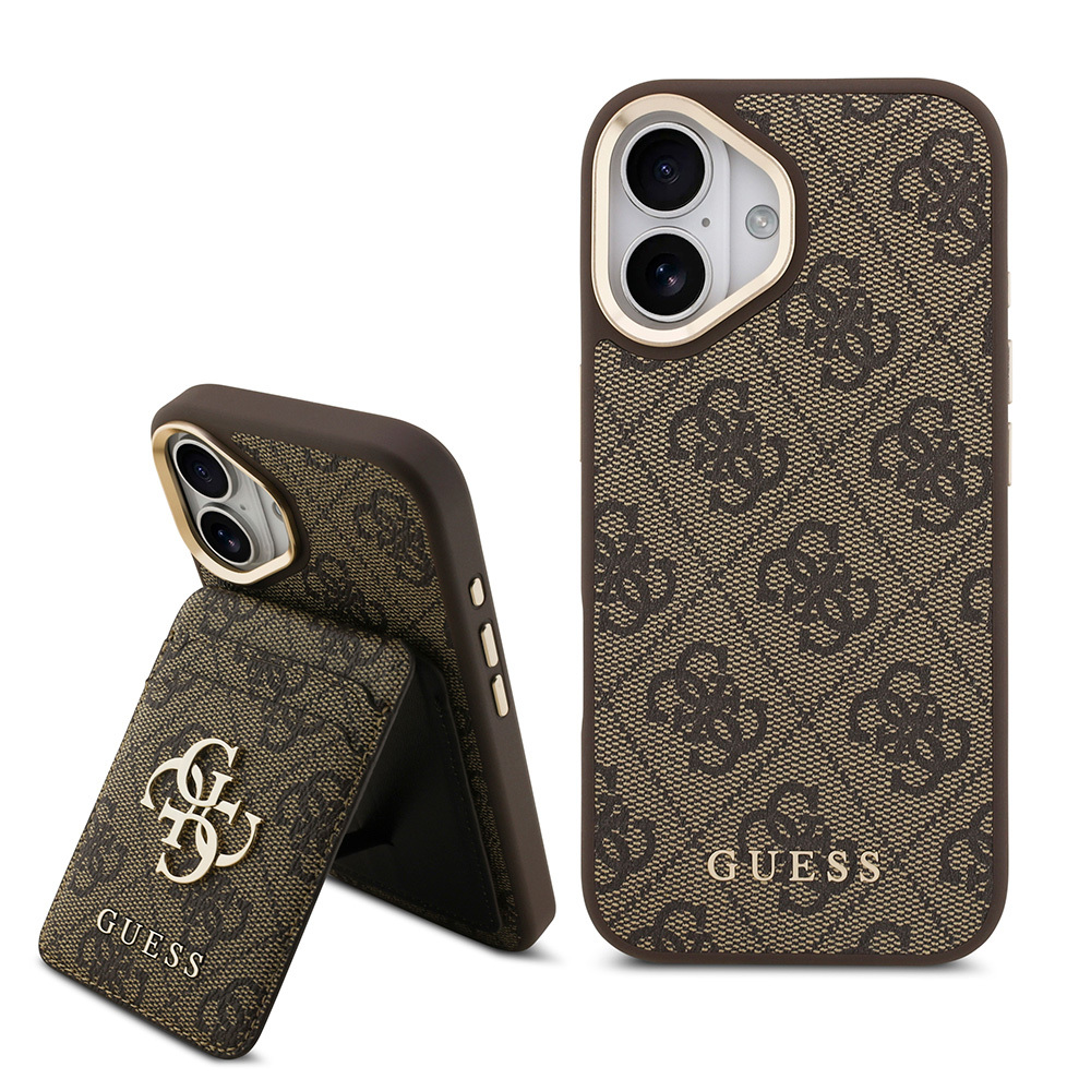 Apple iPhone 17 Uyumlu Kılıf Guess Orjinal Lisanslı M-safe Şarj Özellikli 4G Metal Büyük Logolu Kartlıklı Kapak