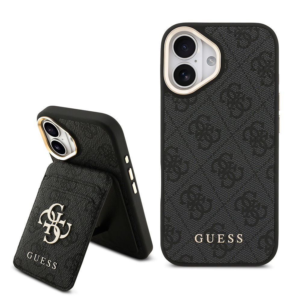 Apple iPhone 17 Uyumlu Kılıf Guess Orjinal Lisanslı M-safe Şarj Özellikli 4G Metal Büyük Logolu Kartlıklı Kapak