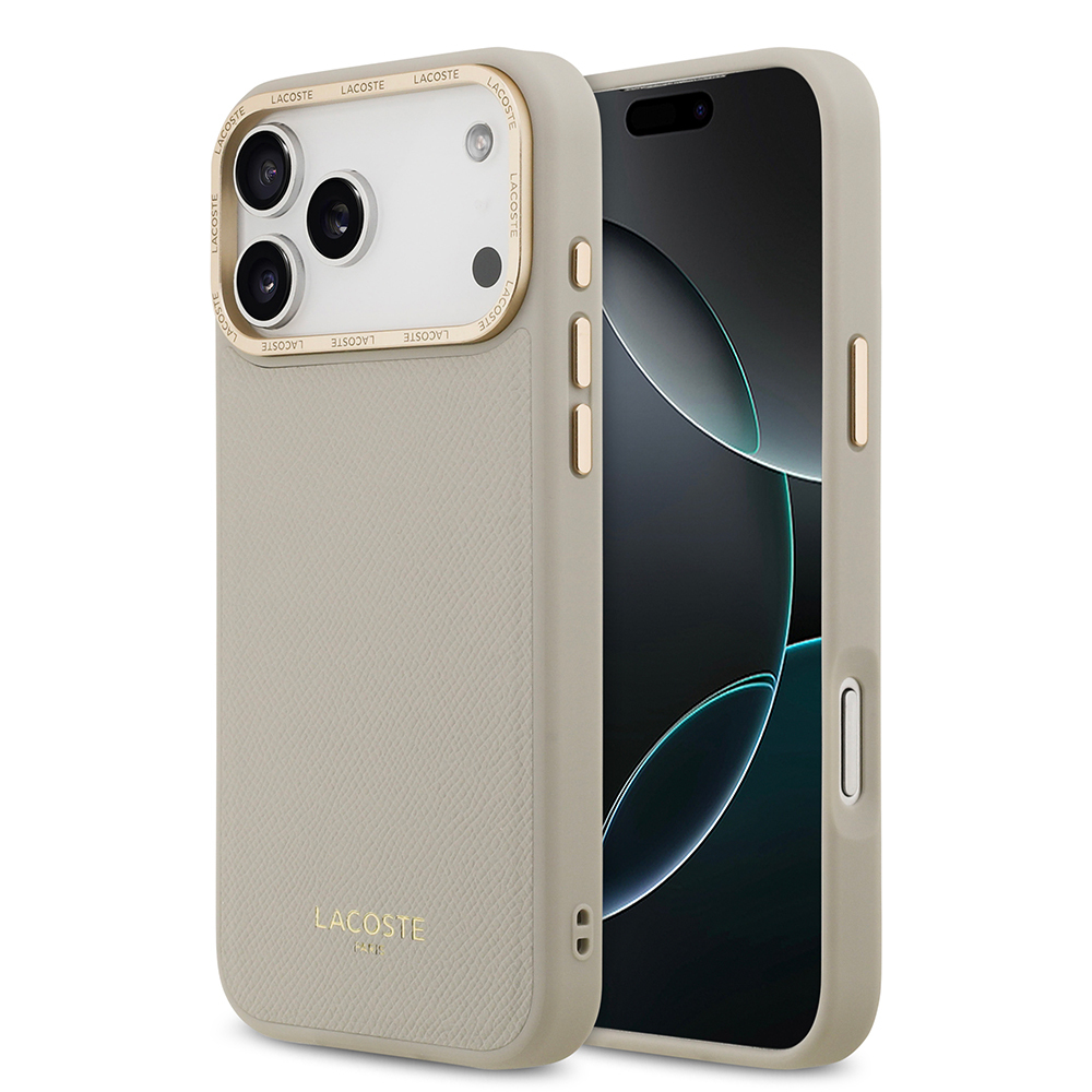 Apple iPhone 17 Pro Max Uyumlu Kılıf Lacoste Orjinal Lisanslı M-safe Şarj Özellikli Champs Elysees PU Deri Tasarımlı Kapak