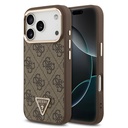 Apple iPhone 17 Pro Uyumlu Kılıf Guess Orjinal Lisanslı M-safe Şarj Özellikli Gold Metal Kamera Çerçeveli Taşlı Üçgen Logo 4G Desenli Kapak