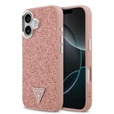 Apple iPhone 17 Uyumlu Kılıf Guess Orjinal Lisanslı M-safe Şarj Özellikli Metal Kamera Çerçeveli Üçgen Logolu Glitter Kapak