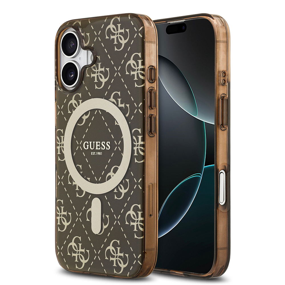 Apple iPhone 17 Uyumlu Kılıf Guess Orjinal Lisanslı M-safe Şarj Özellikli IML Baskılı Klasik Logolu 4G Desenli Kapak