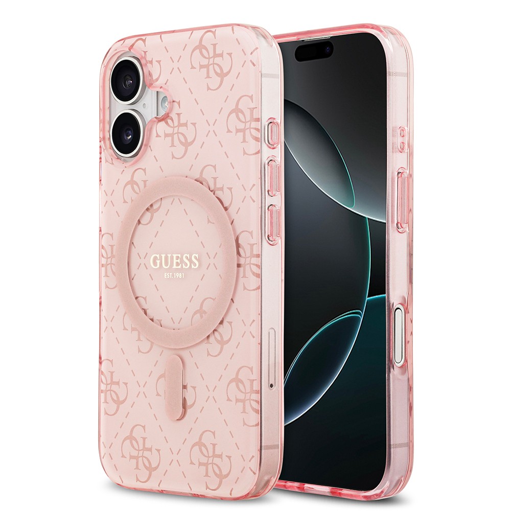 Apple iPhone 17 Uyumlu Kılıf Guess Orjinal Lisanslı M-safe Şarj Özellikli IML Baskılı Klasik Logolu 4G Desenli Kapak