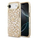 Apple iPhone 17 Air Uyumlu Kılıf Guess Orjinal Lisanslı M-safe Şarj Özellikli Üçgen Logolu Simli Leopar Desenli Kapak