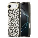 Apple iPhone 17 Air Uyumlu Kılıf Guess Orjinal Lisanslı M-safe Şarj Özellikli Üçgen Logolu Simli Leopar Desenli Kapak