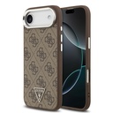 Apple iPhone 17 Air Uyumlu Kılıf Guess Orjinal Lisanslı M-safe Şarj Özellikli Gümüş Metal Kamera Çerçeveli Üçgen Logo 4G Desenli Kapak