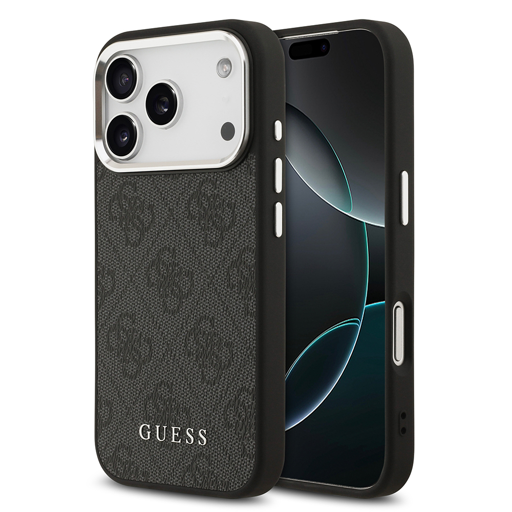 [RNZ-TA126664] Apple iPhone 17 Pro Uyumlu Kılıf Guess Orjinal Lisanslı M-safe Şarj Özellikli 4G Klasik Yazı Logolu Kapak (Siyah)