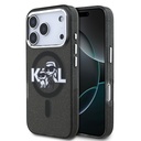 Apple iPhone 17 Pro Uyumlu Kılıf Karl Lagerfeld Orjinal Lisanslı Parlayan Simli Karl & Choupette Sketch Logo Kapak