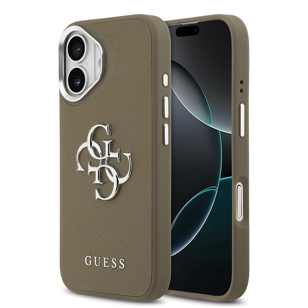 Apple iPhone 17 Uyumlu Kılıf Guess Orjinal Lisanslı Grained 4G Metal Büyük Logolu Kapak