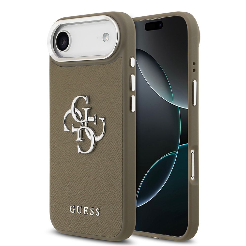 Apple iPhone 17 Air Uyumlu Kılıf Guess Orjinal Lisanslı Grained 4G Metal Büyük Logolu Kapak