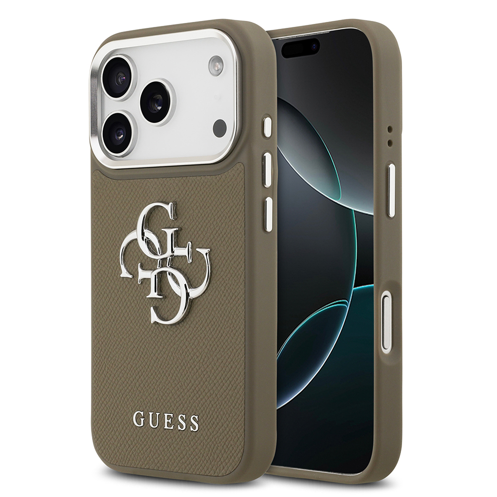 [RNZ-TA126657] Apple iPhone 17 Pro Uyumlu Kılıf Guess Orjinal Lisanslı Grained 4G Metal Büyük Logolu Kapak